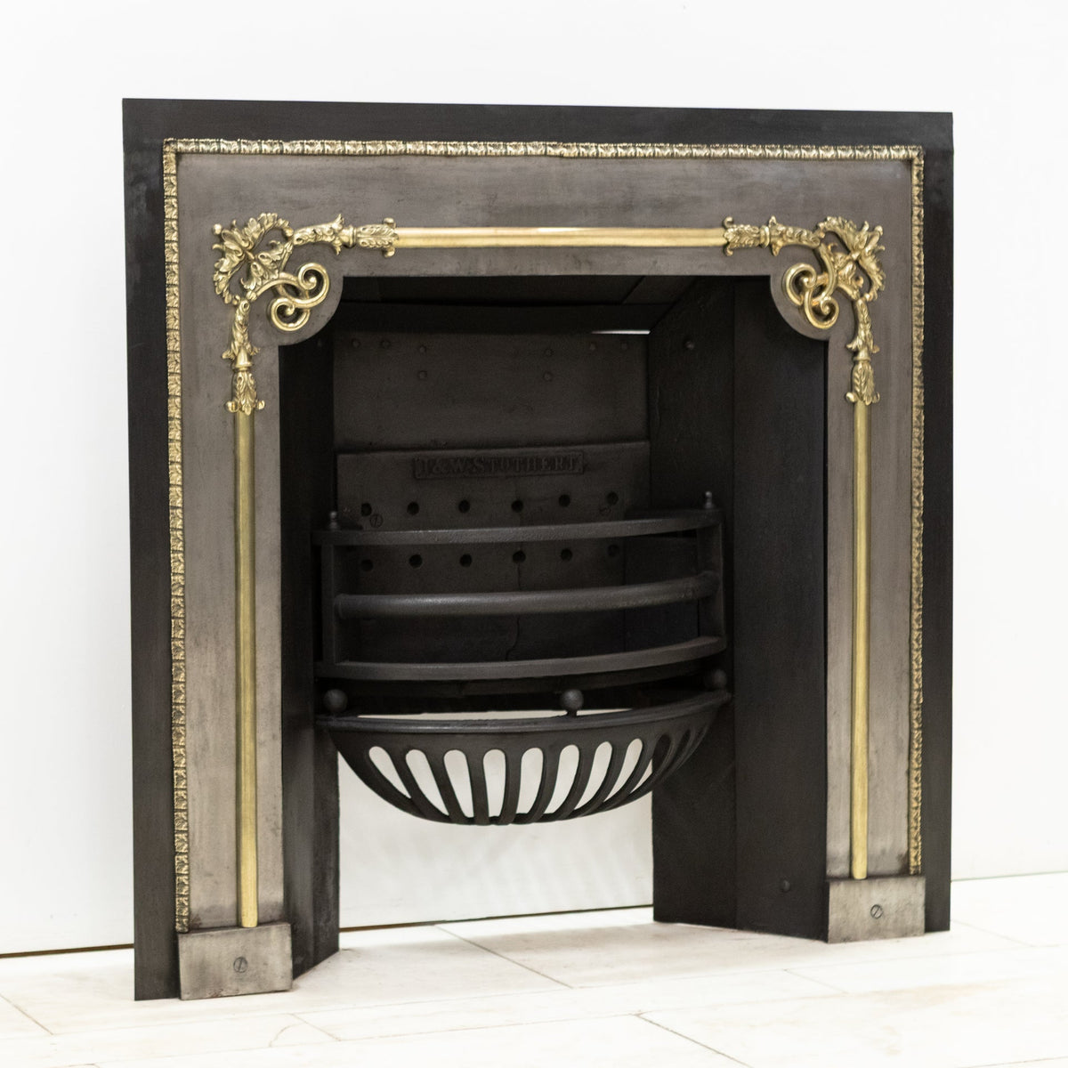 Antique Georgian Polished Hob Grate with Brass Mounts | The Architectural Forum