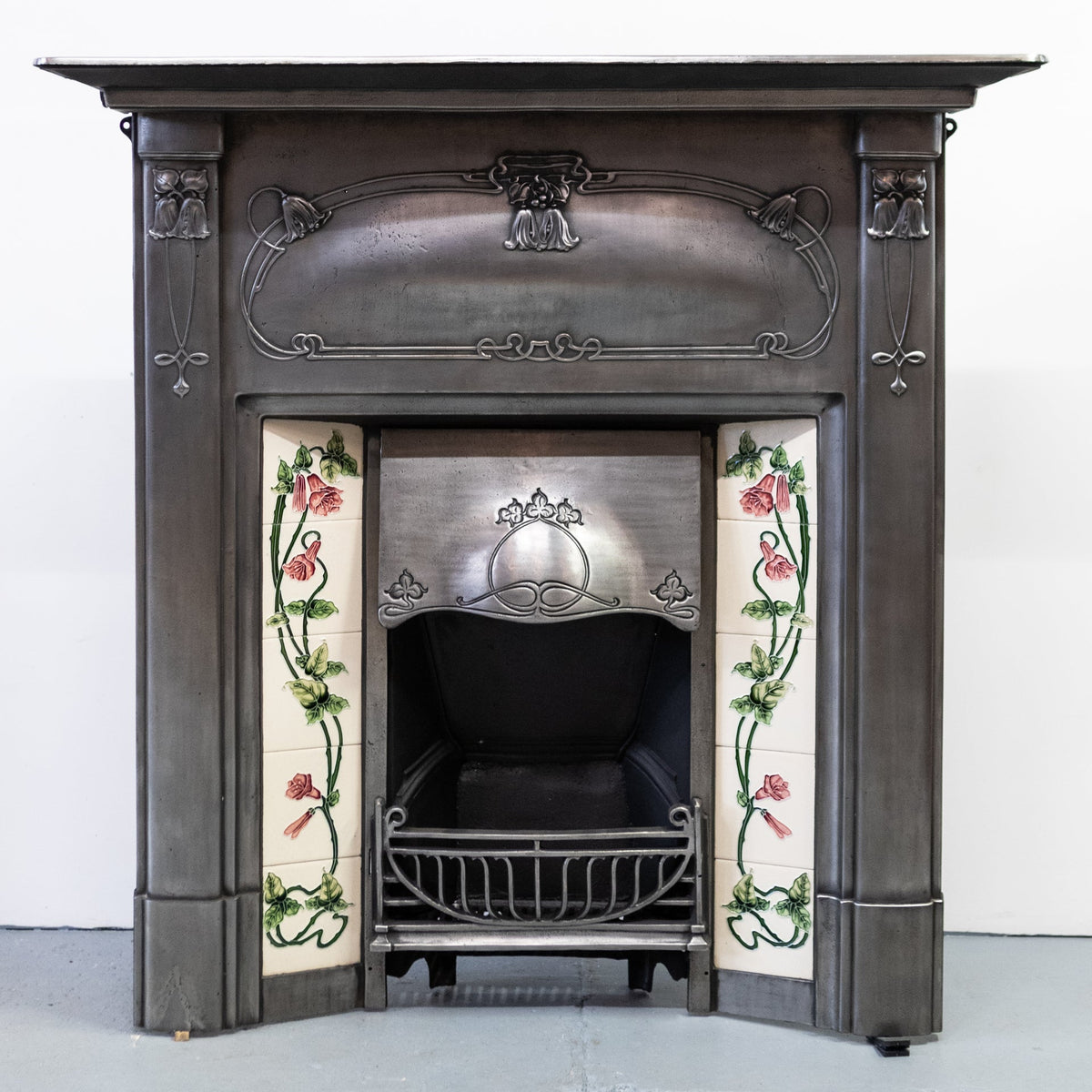Antique Polished Art Nouveau Combination Fireplace With Tiles | The Architectural Forum