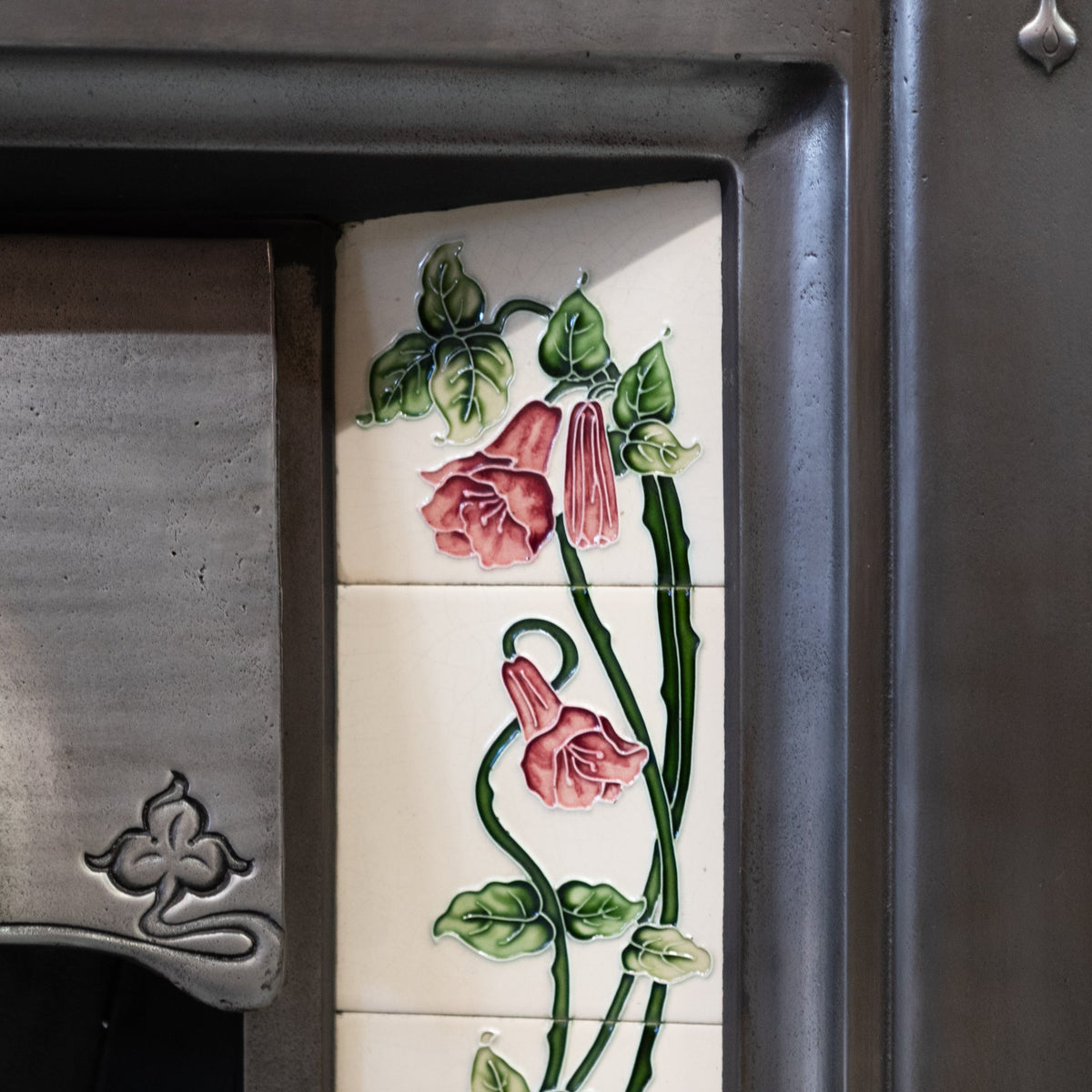 Antique Polished Art Nouveau Combination Fireplace With Tiles | The Architectural Forum