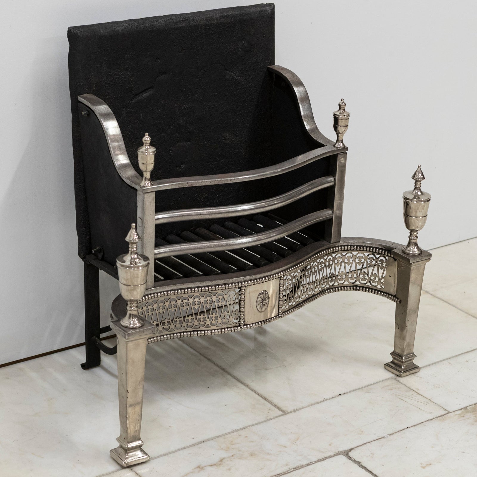 Reclaimed Georgian Style Polished Steel Fire Basket | The Architectural Forum