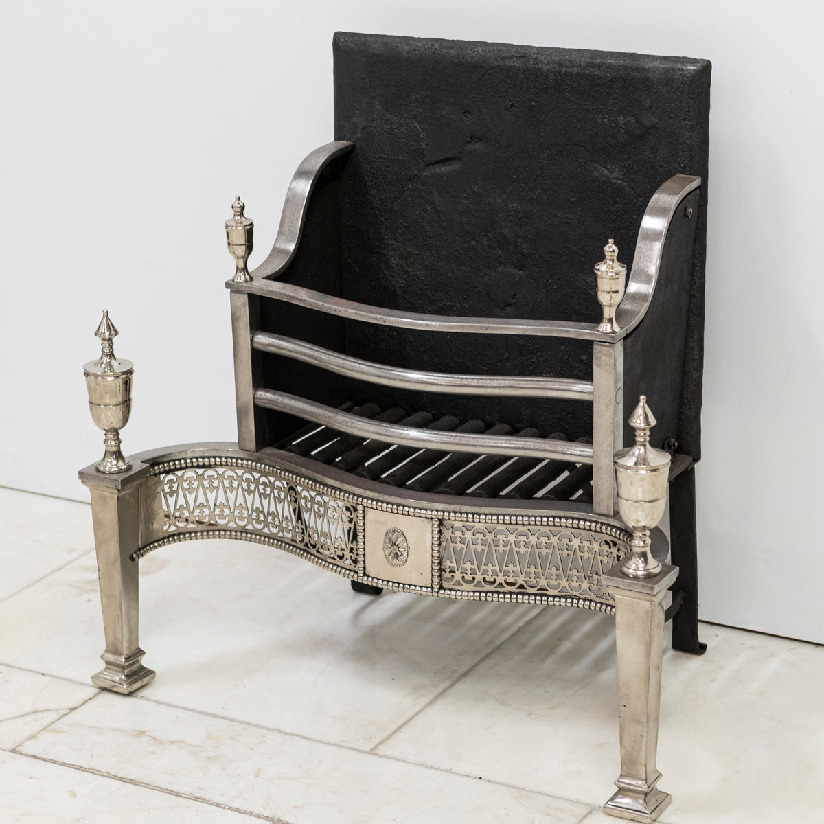 Reclaimed Georgian Style Polished Steel Fire Basket | The Architectural Forum