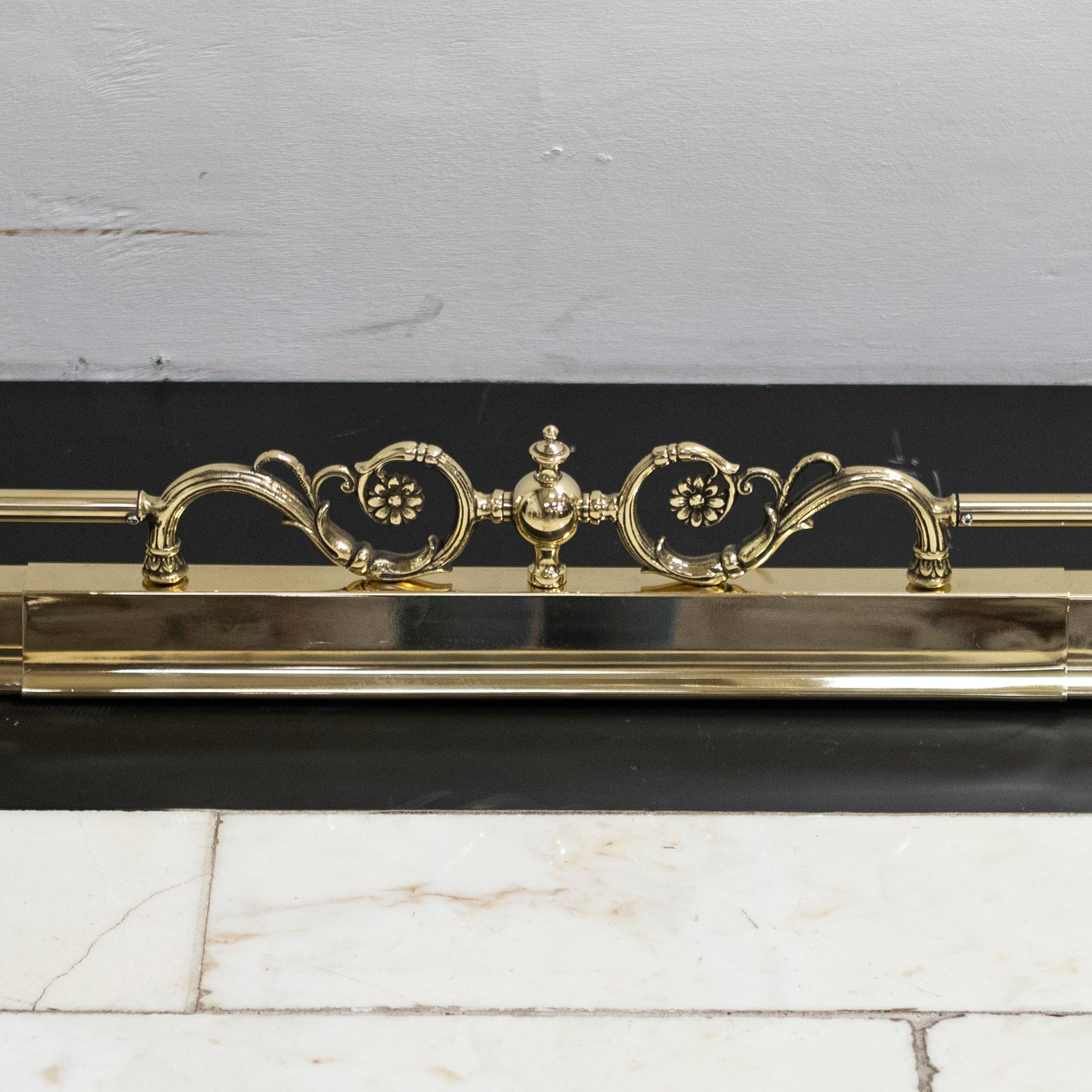 Antique Adjustable Brass Fireplace Fender | The Architectural Forum