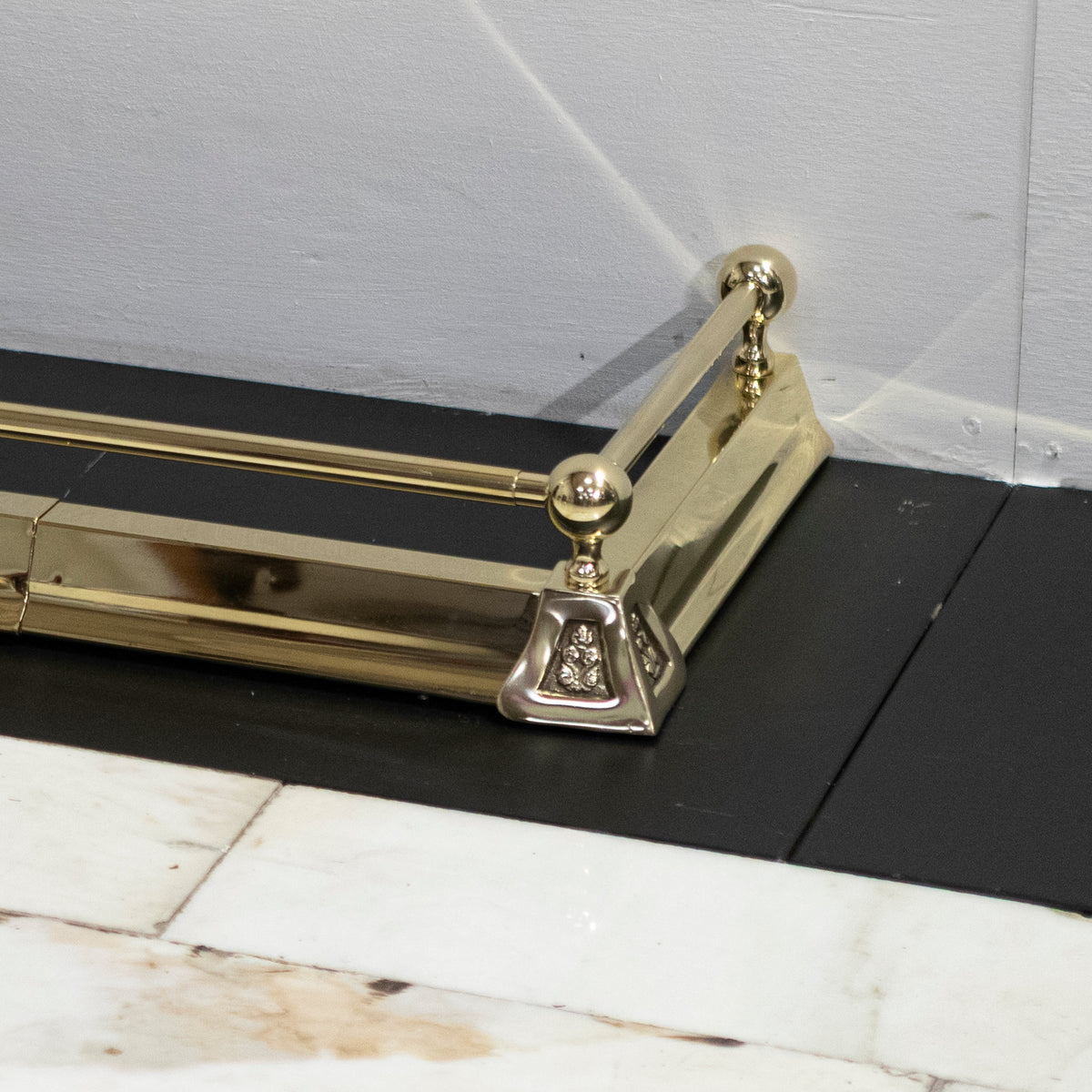 Antique Adjustable Brass Fireplace Fender | The Architectural Forum