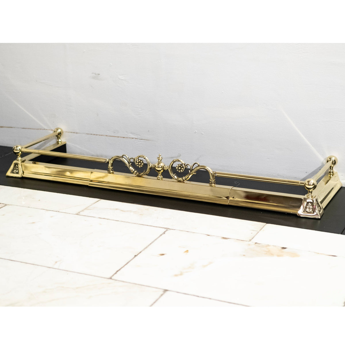 Reclaimed Adjustable Brass Fireplace Fender | The Architectural Forum