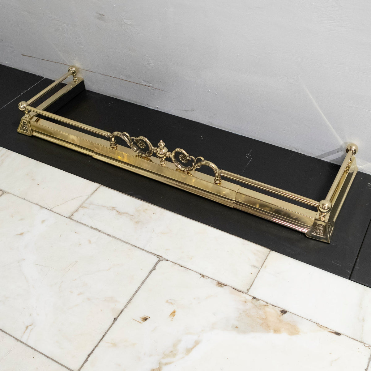 Reclaimed Adjustable Brass Fireplace Fender | The Architectural Forum