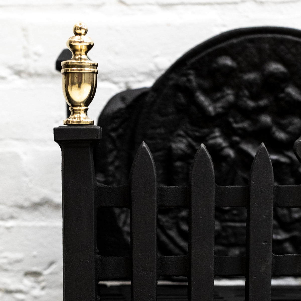 Reclaimed Cast Iron Fire Basket with Finials | The Architectural Forum