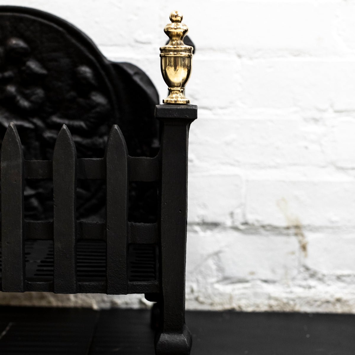 Reclaimed Cast Iron Fire Basket with Finials | The Architectural Forum