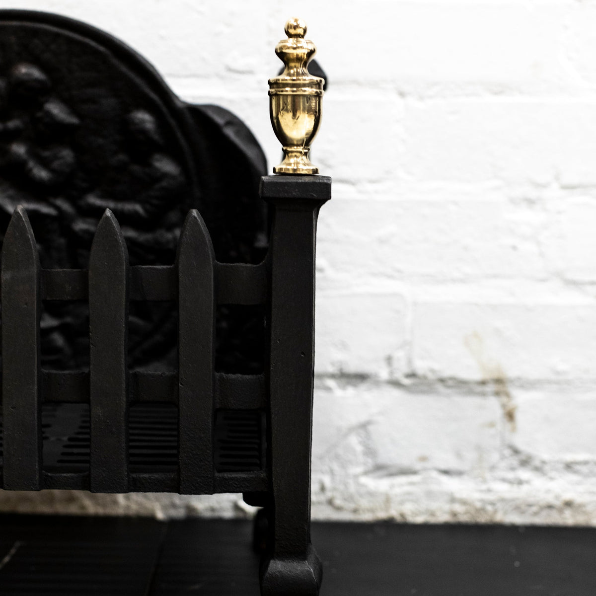 Reclaimed Cast Iron Fire Basket with Finials | The Architectural Forum
