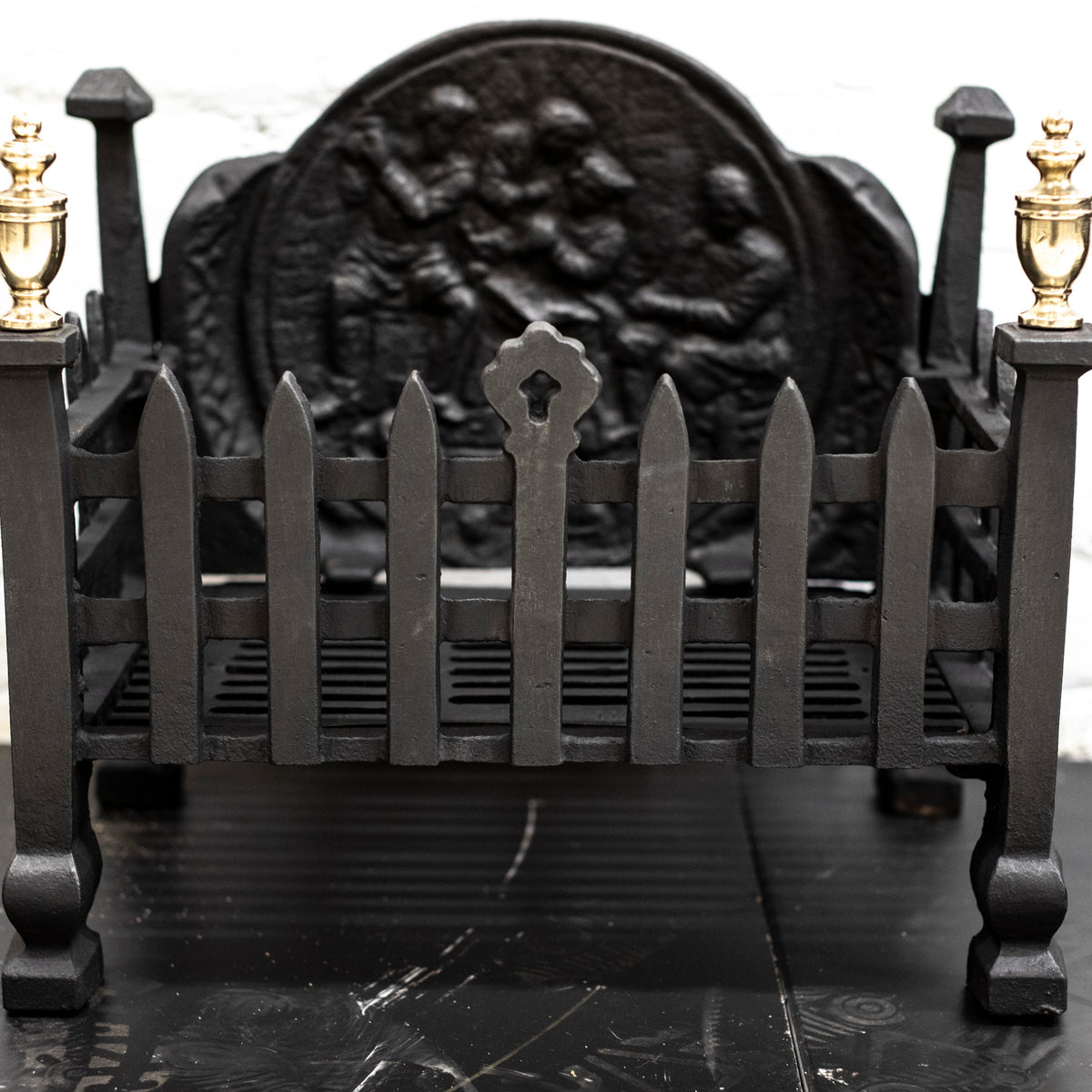 Reclaimed Cast Iron Fire Basket with Finials | The Architectural Forum