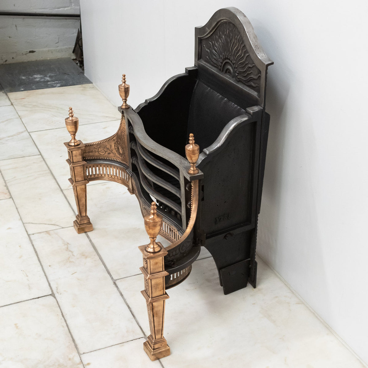 Reclaimed Georgian Style Polished Steel and Bronze Fire Basket | The Architectural Forum