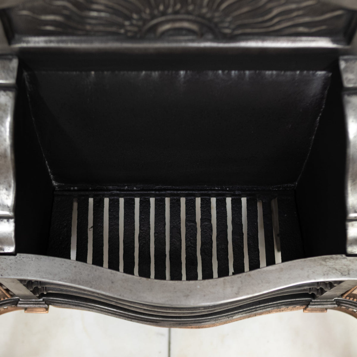 Reclaimed Georgian Style Polished Steel and Bronze Fire Basket