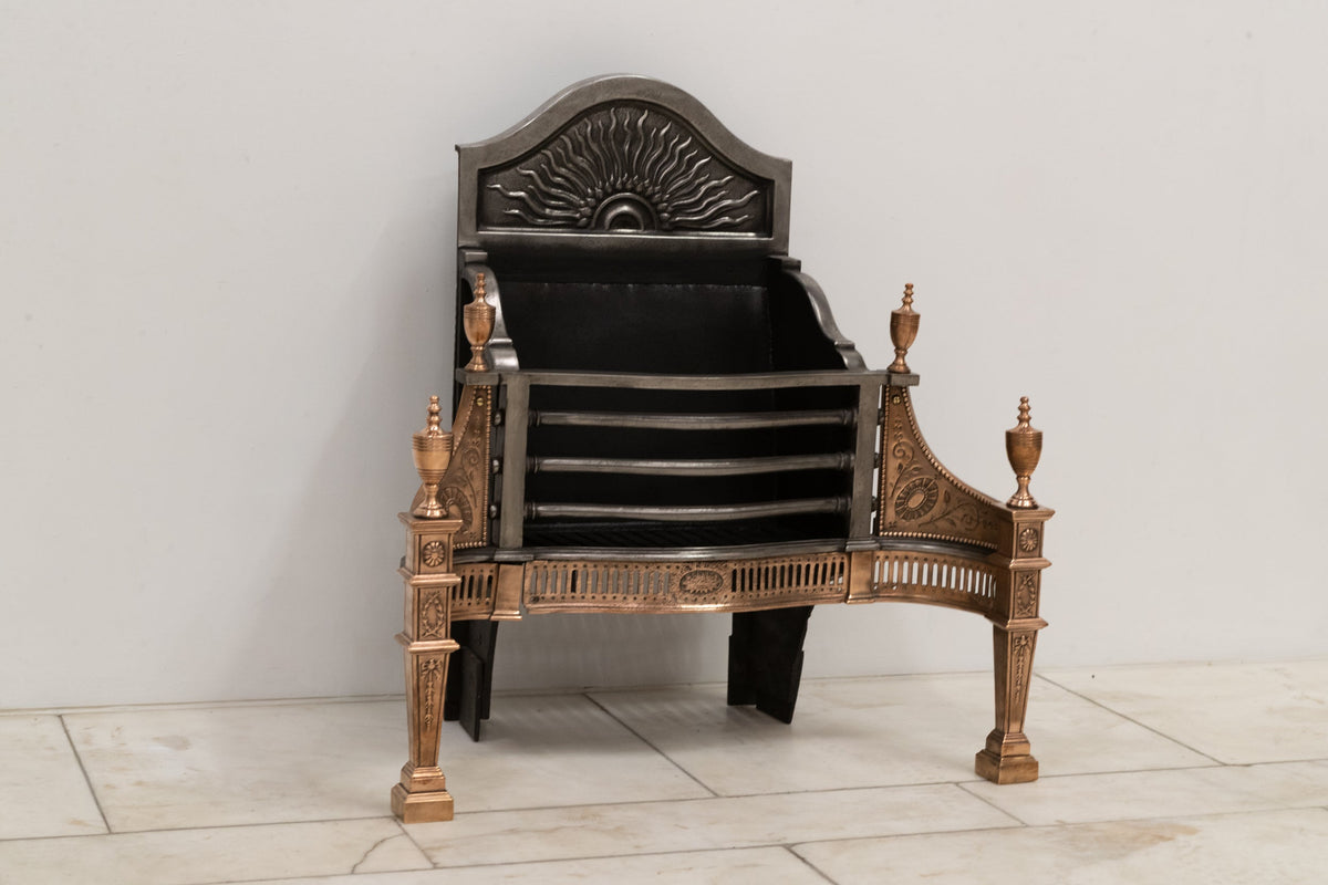 Reclaimed Georgian Style Polished Steel and Bronze Fire Basket | The Architectural Forum