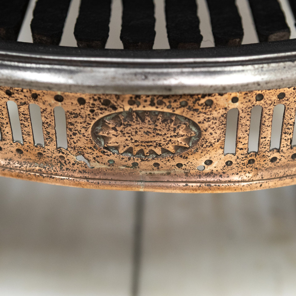 Reclaimed Georgian Style Polished Steel and Bronze Fire Basket | The Architectural Forum