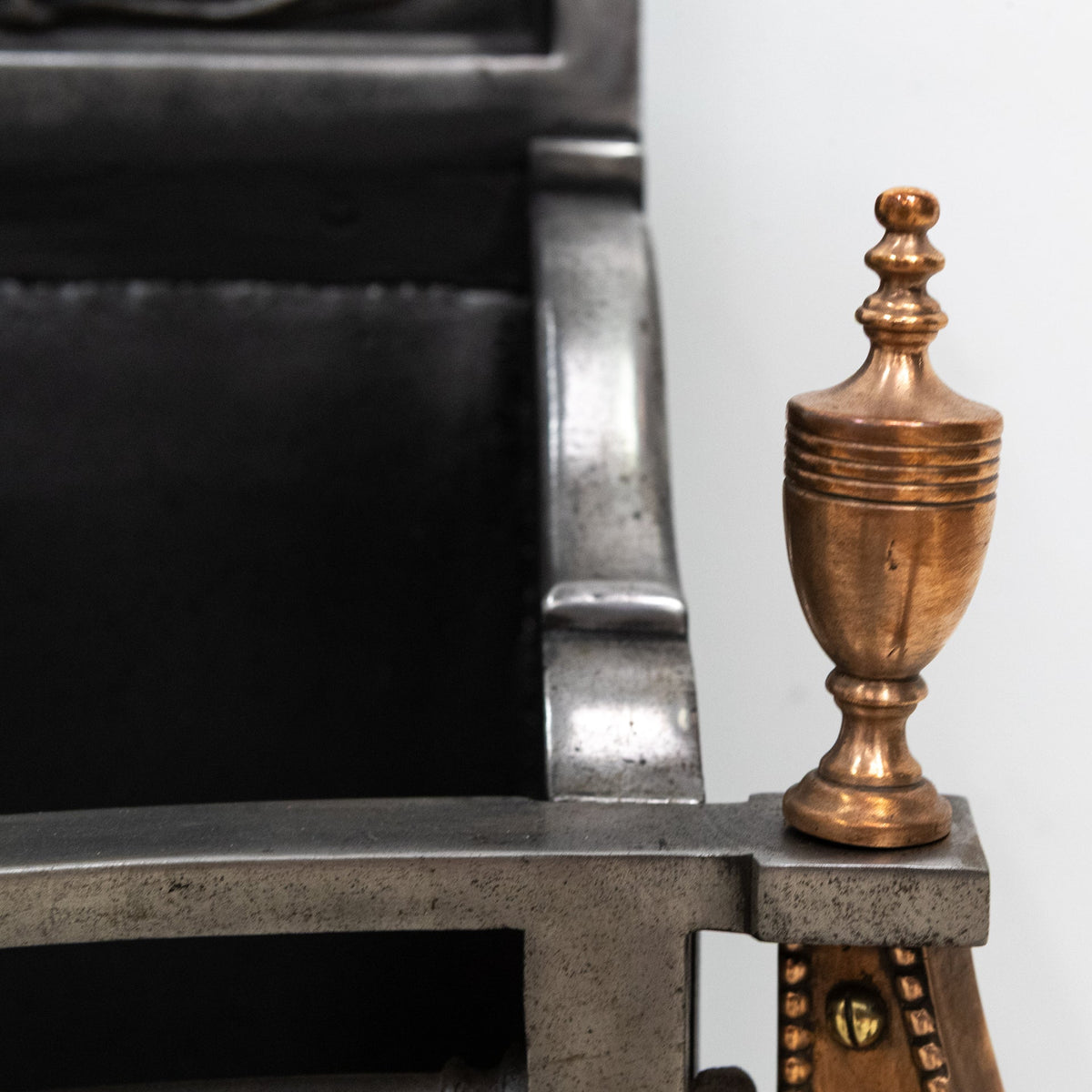 Reclaimed Georgian Style Polished Steel and Bronze Fire Basket | The Architectural Forum