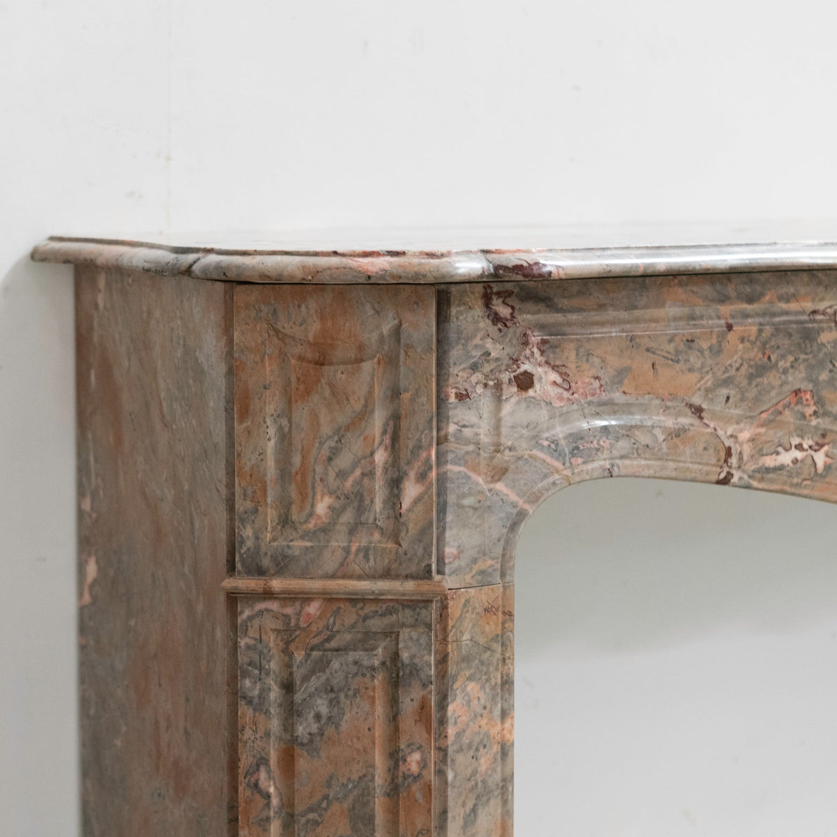Antique French Style Louis Pompadour Breche Marble Fireplace | The Architectural Forum