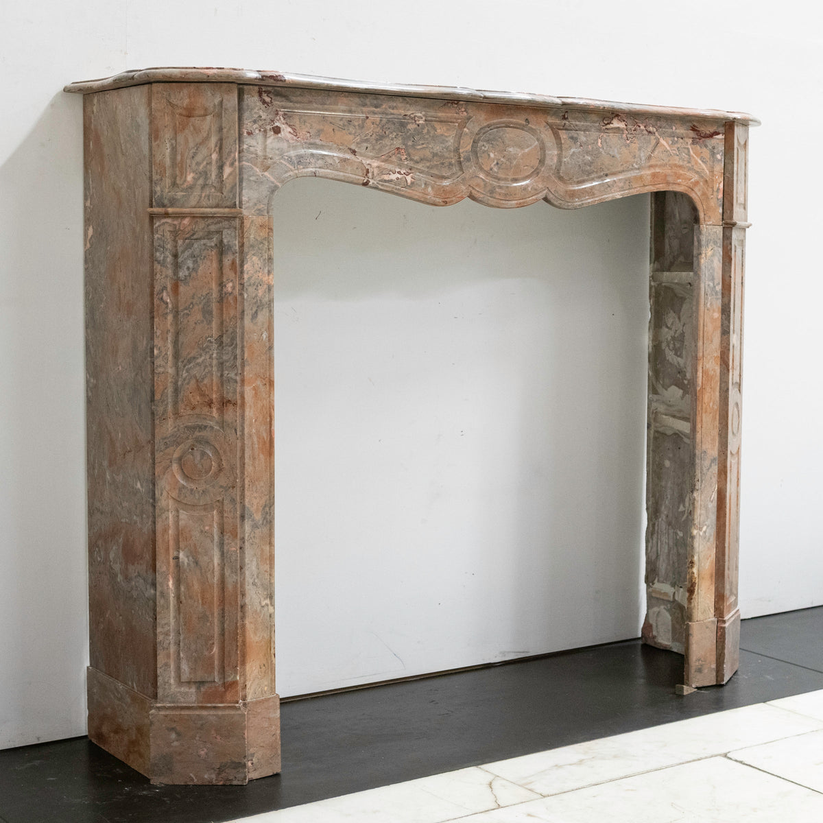 Antique French Style Louis Pompadour Breche Marble Fireplace | The Architectural Forum
