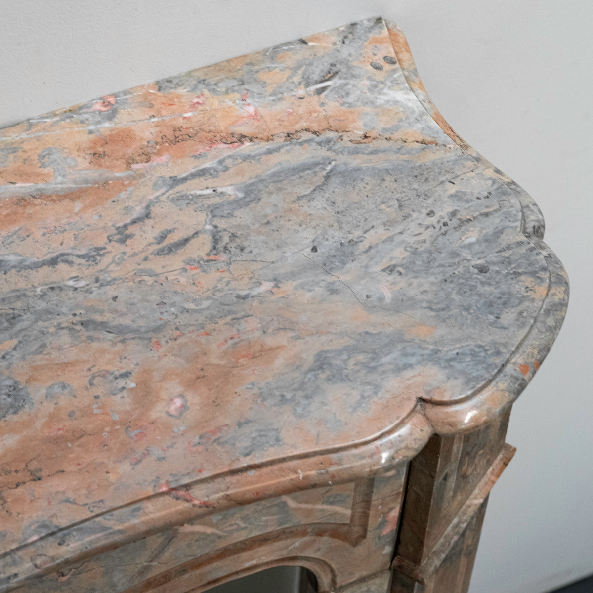 Antique French Style Louis Pompadour Breche Marble Fireplace | The Architectural Forum