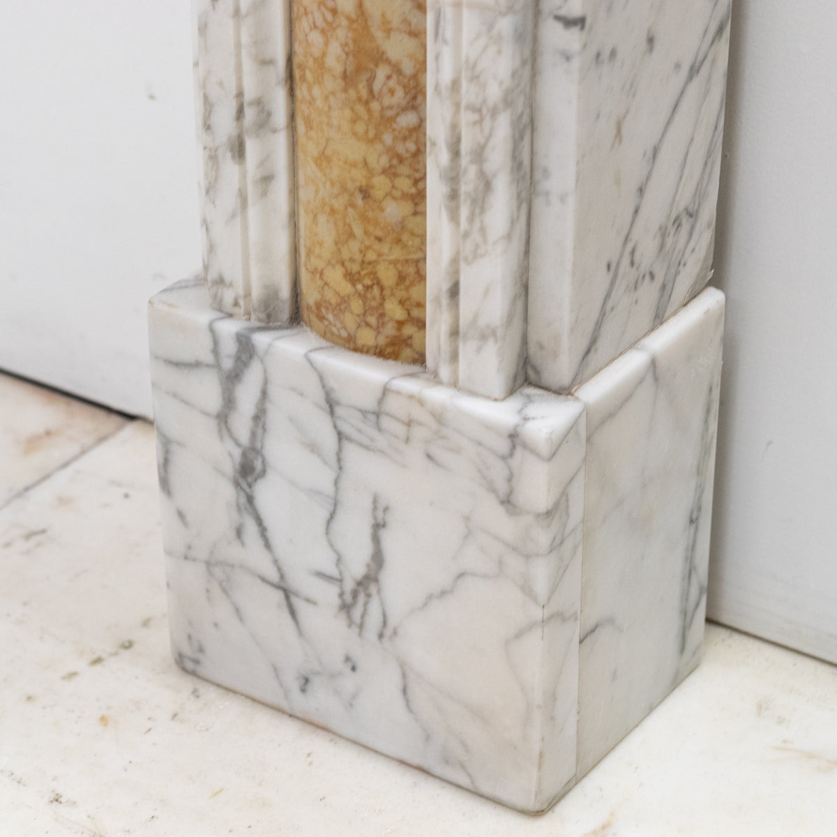 Regency Carrara Marble Fireplace Surround with Siena Inlay | The Architectural Forum