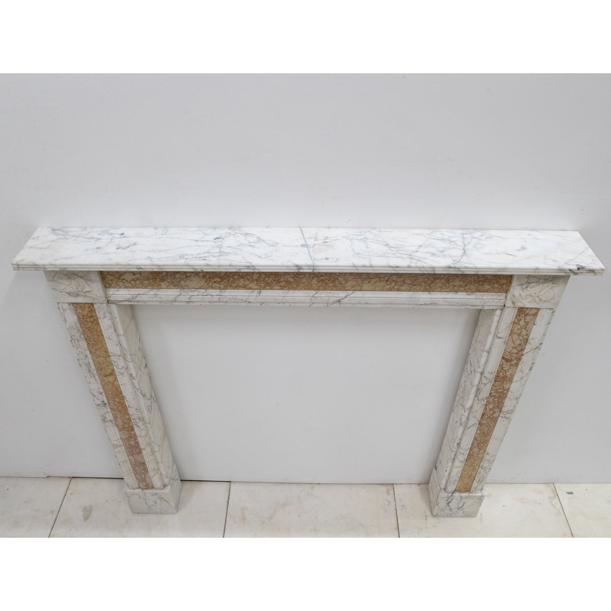 Regency Carrara Marble Fireplace Surround with Siena Inlay | The Architectural Forum