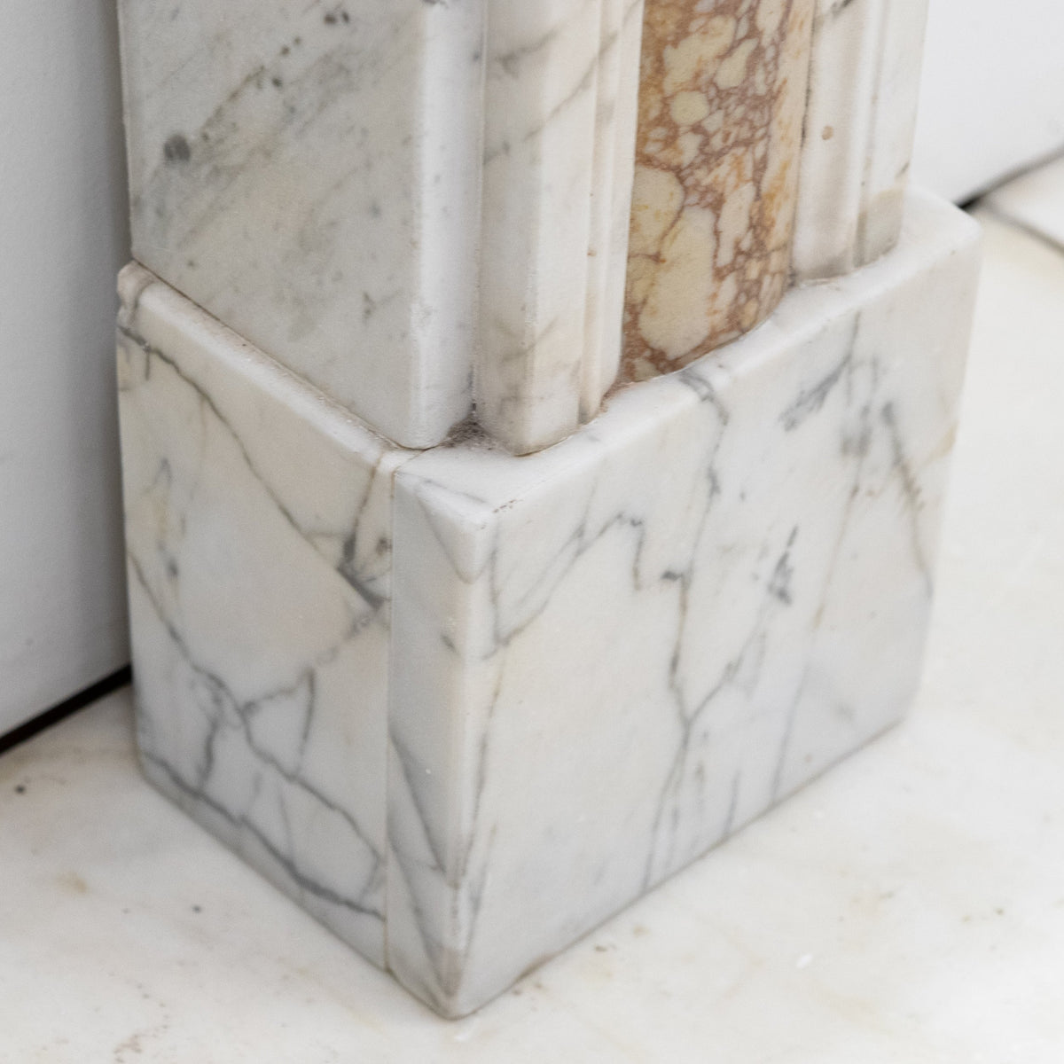 Regency Carrara Marble Fireplace Surround with Siena Inlay | The Architectural Forum