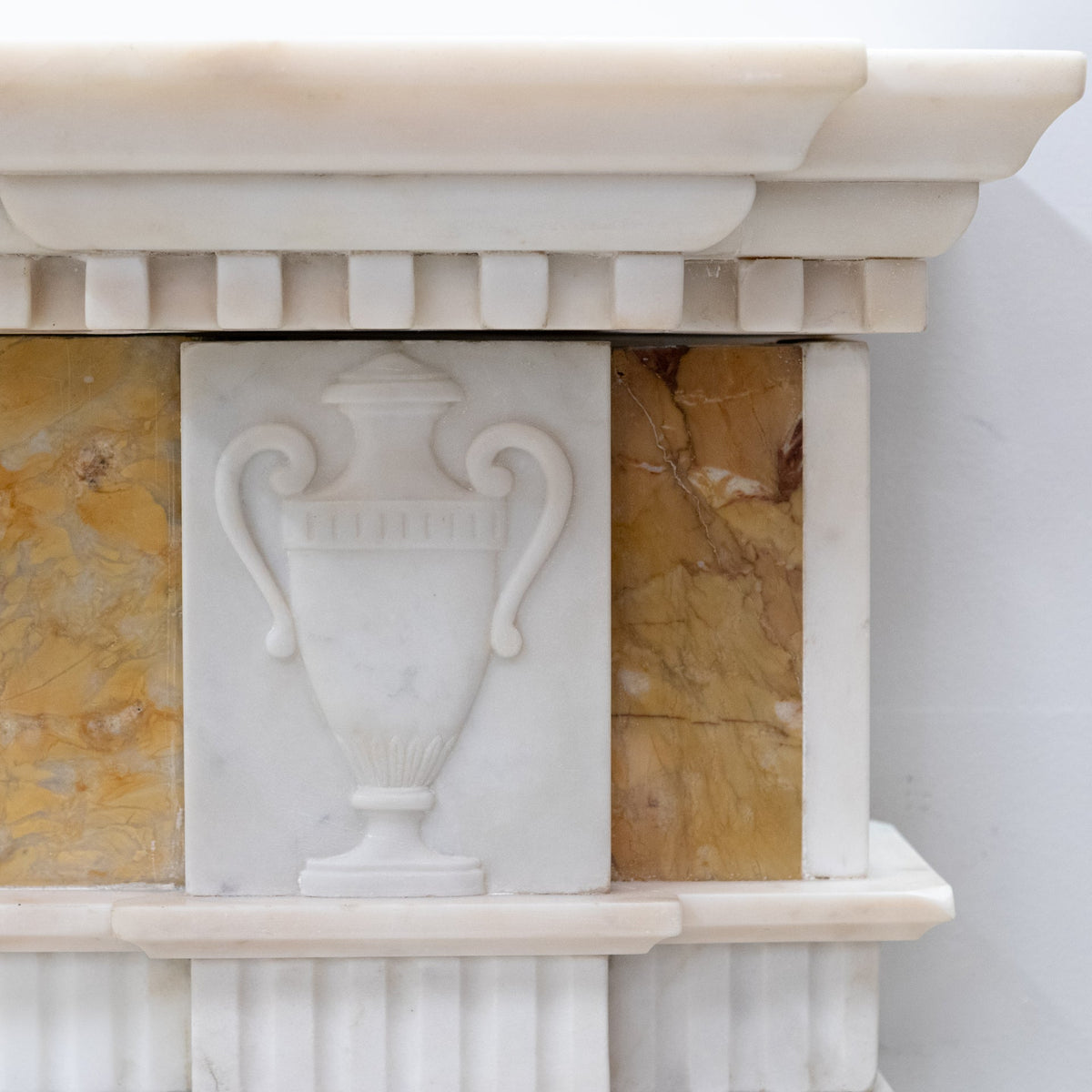 Antique Regency Statuary &amp; Siena Marble Fireplace Surround with Wedgwood Plaque