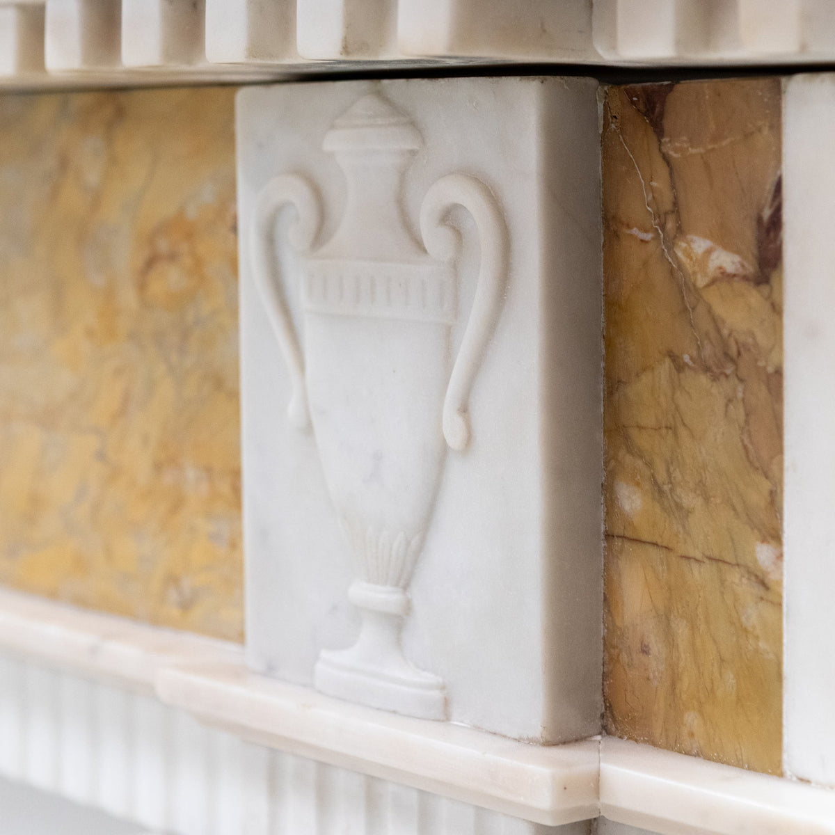 Antique Regency Statuary &amp; Siena Marble Fireplace Surround with Wedgwood Plaque
