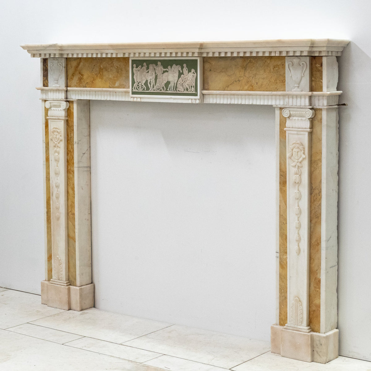 Antique Regency Statuary &amp; Siena Marble Fireplace Surround with Wedgwood Plaque | The Architectural Forum