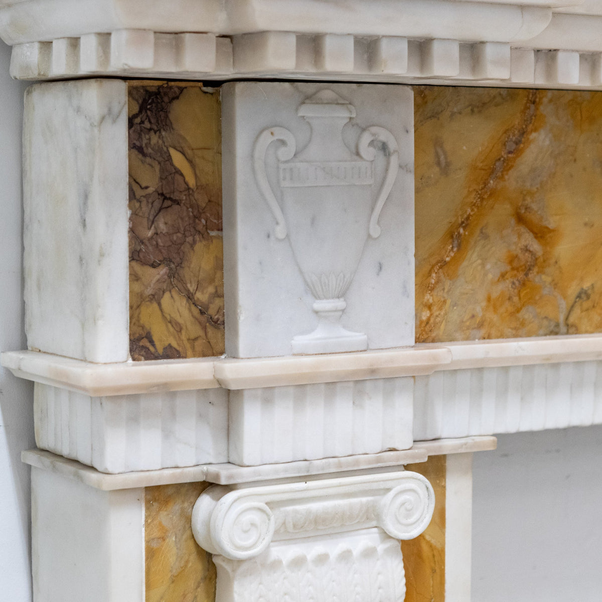 Antique Regency Statuary &amp; Siena Marble Fireplace Surround with Wedgwood Plaque