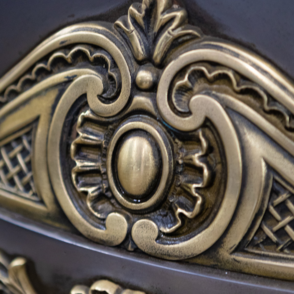 Ornate Antique Polished Cast Iron &amp; Brass Fireplace Insert | The Architectural Forum