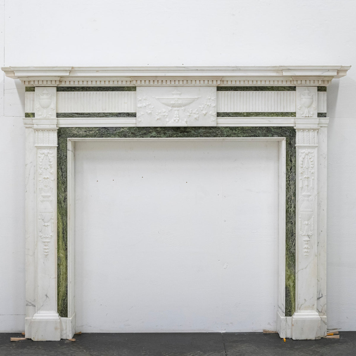 Antique Georgian Chimneypiece with Statuary &amp; Connemara "Irish Green" Marble | The Architectural Forum