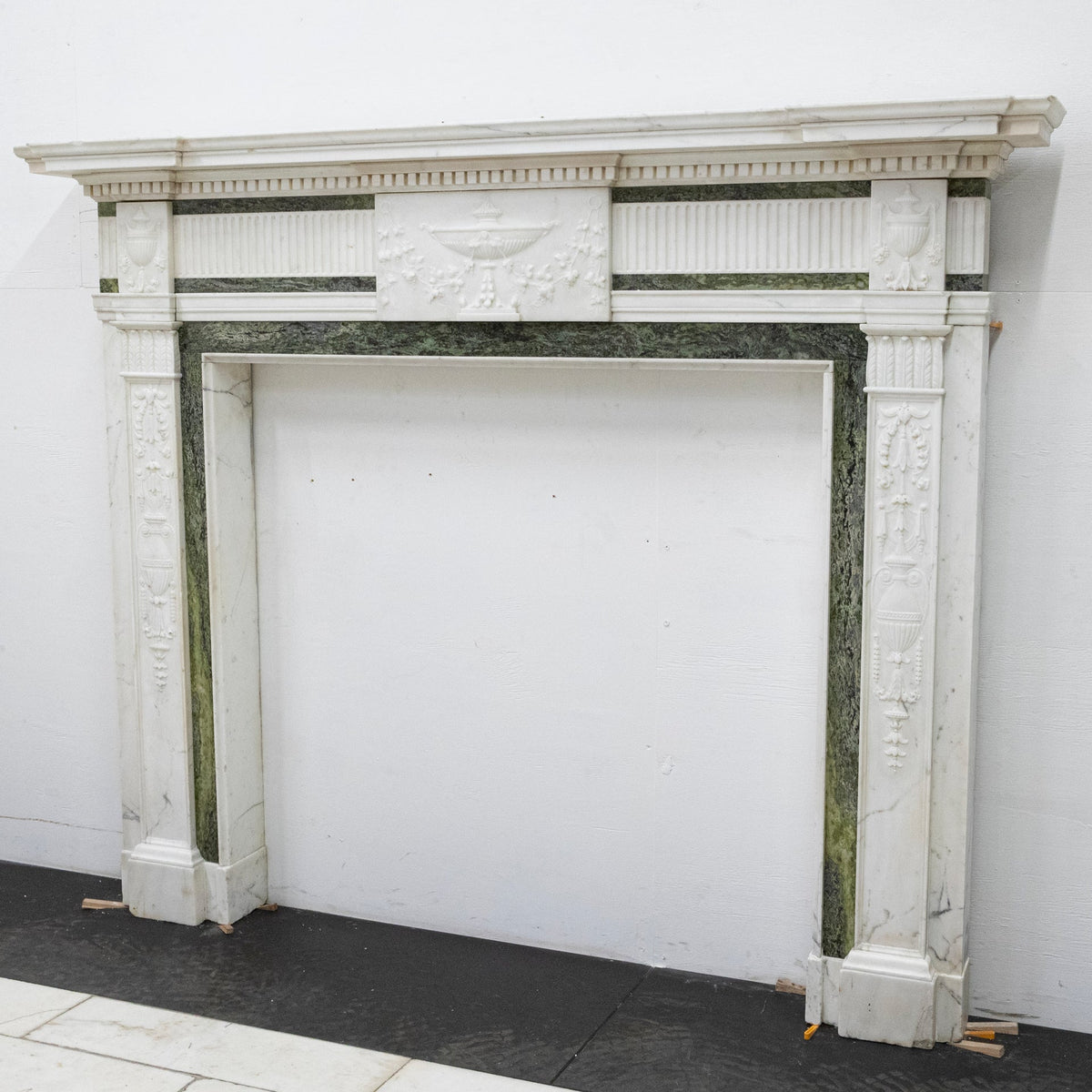 Antique Georgian Chimneypiece with Statuary &amp; Connemara "Irish Green" Marble | The Architectural Forum