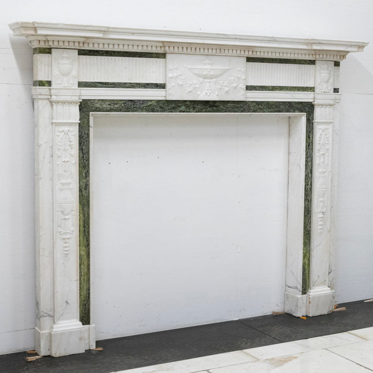Antique Georgian Chimneypiece with Statuary &amp; Connemara &quot;Irish Green&quot; Marble | The Architectural Forum