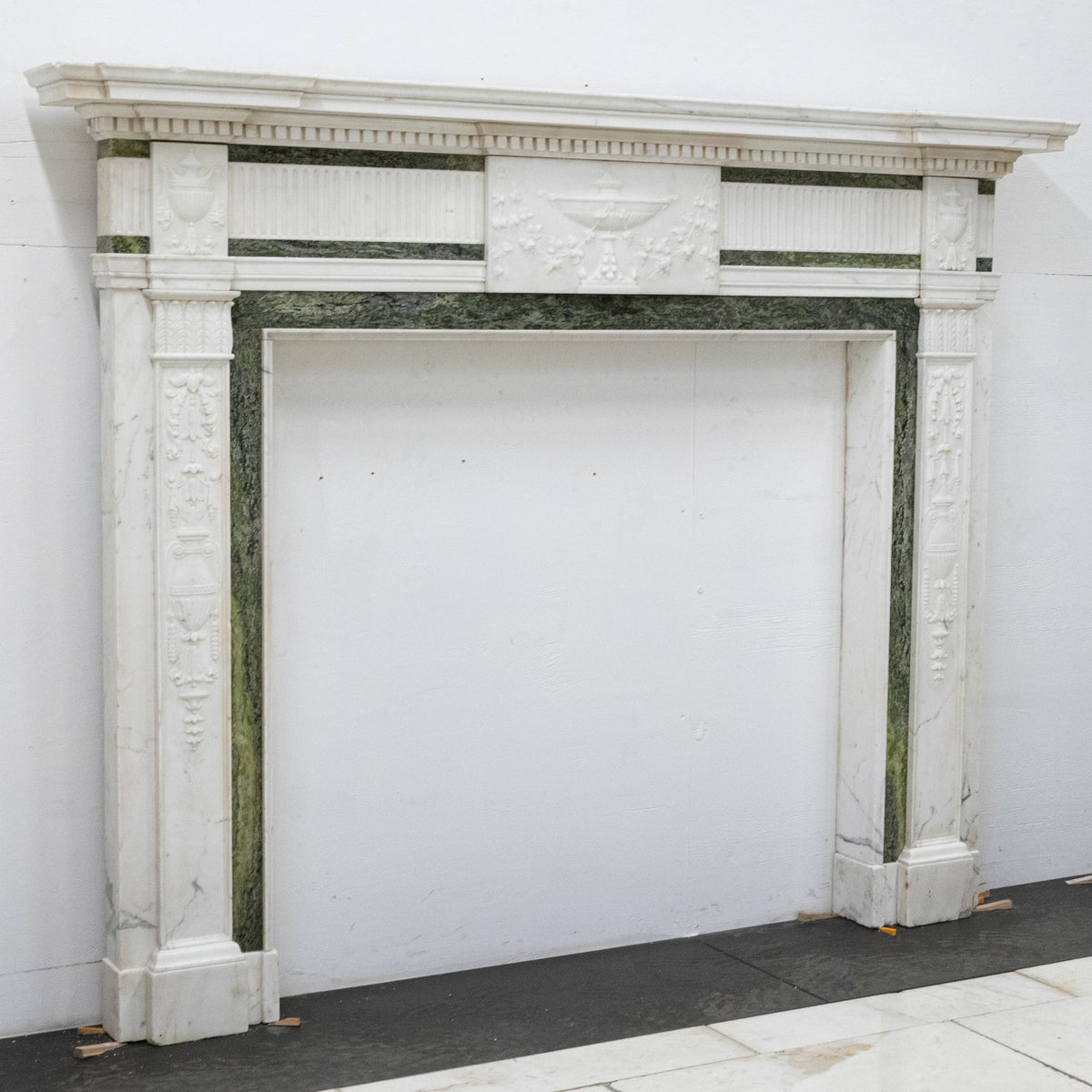 Antique Georgian Chimneypiece with Statuary &amp; Connemara "Irish Green" Marble | The Architectural Forum