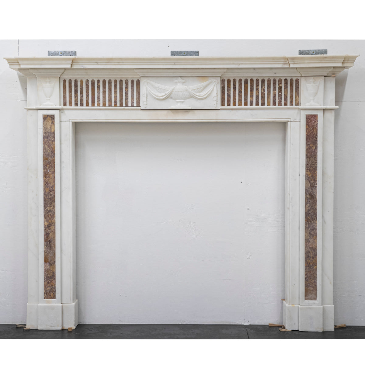 Marble Antique Late Georgian Statuary and Spanish Brocatello Inlay Chimneypiece c.1790 | The Architectural Forum