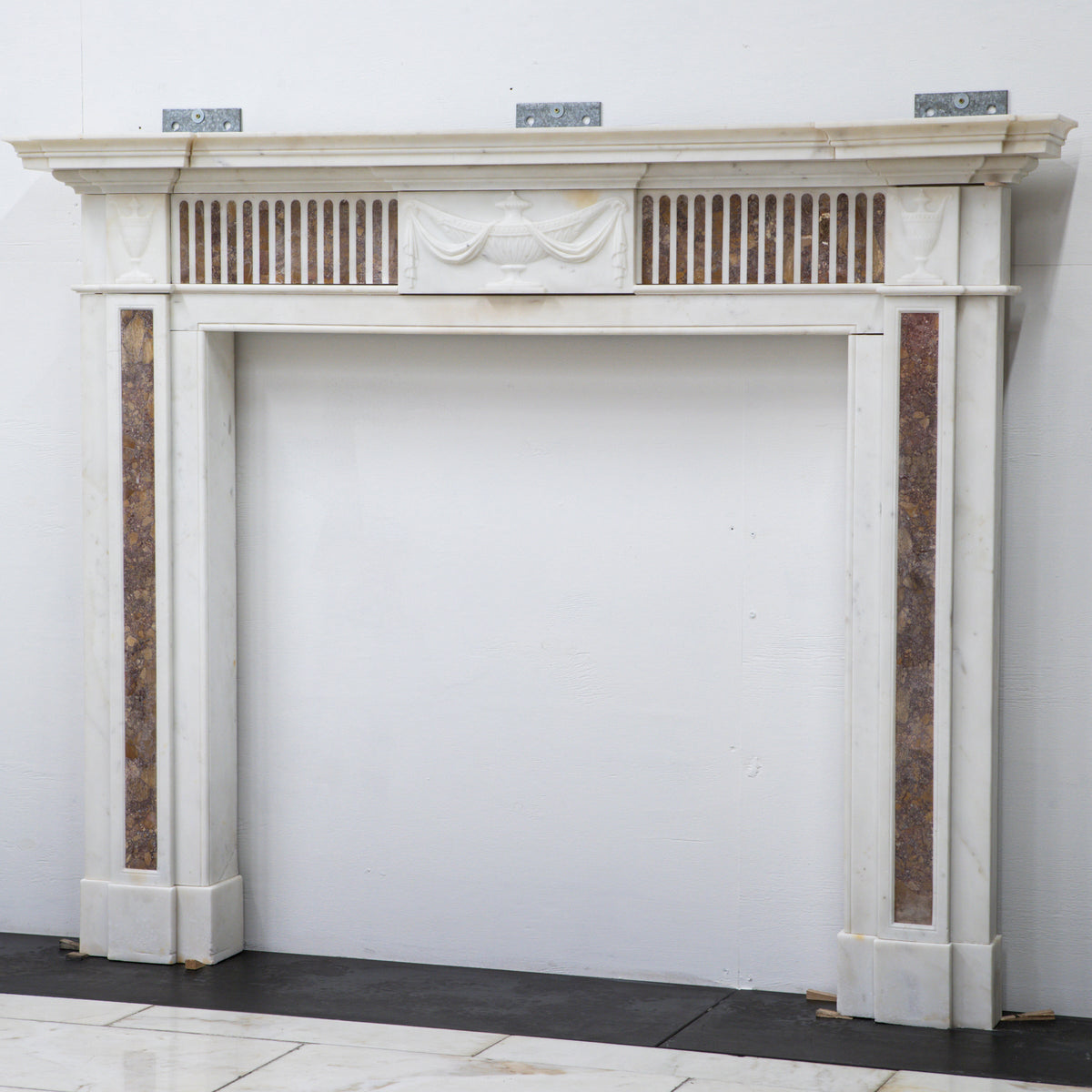 Marble Antique Late Georgian Statuary and Spanish Brocatello Inlay Chimneypiece c.1790 | The Architectural Forum