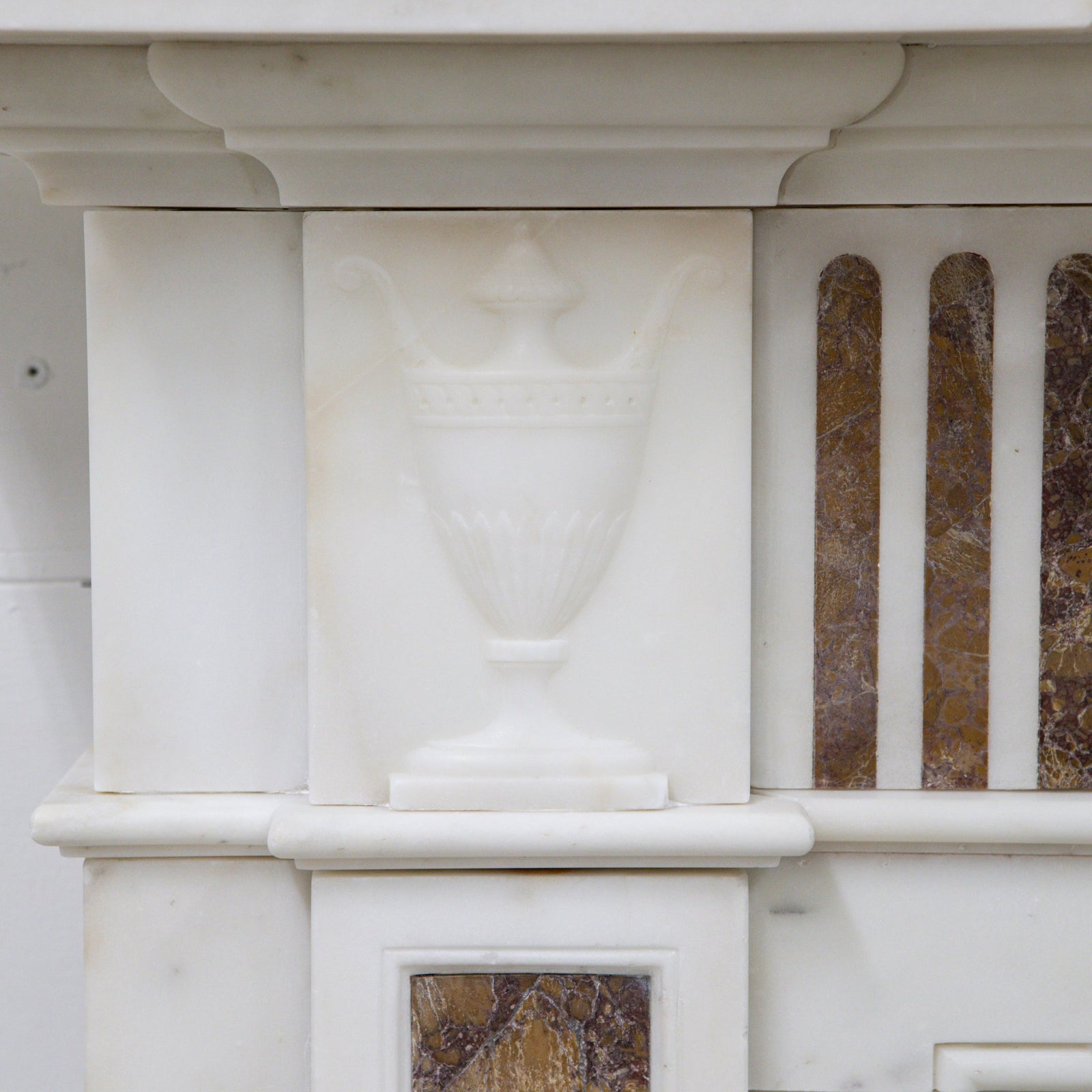 Marble Antique Late Georgian Statuary and Spanish Brocatello Inlay Chimneypiece c.1790 | The Architectural Forum