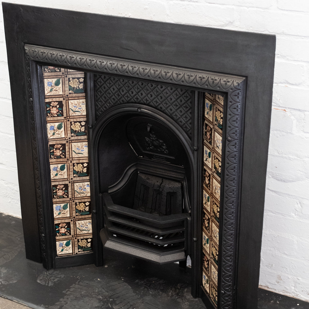 Antique Cast Iron Fireplace Insert with Original Tiles | The Architectural Forum