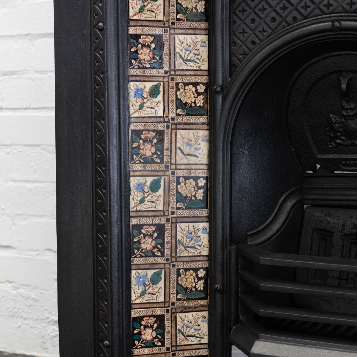 Antique Cast Iron Fireplace Insert with Original Tiles | The Architectural Forum
