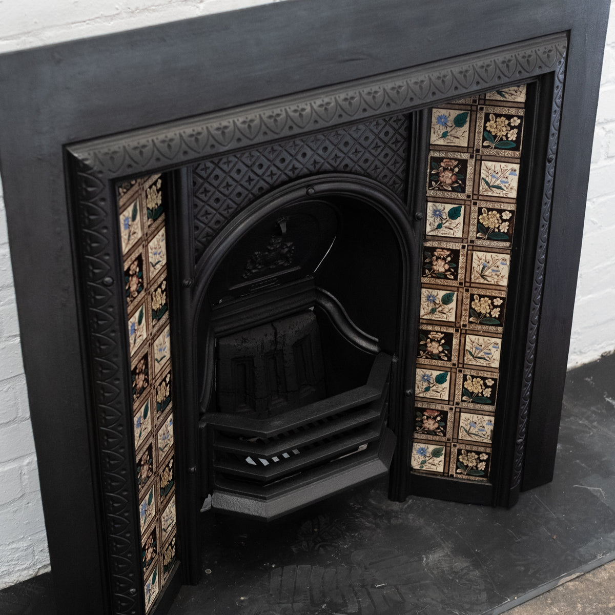Antique Cast Iron Fireplace Insert with Original Tiles | The Architectural Forum