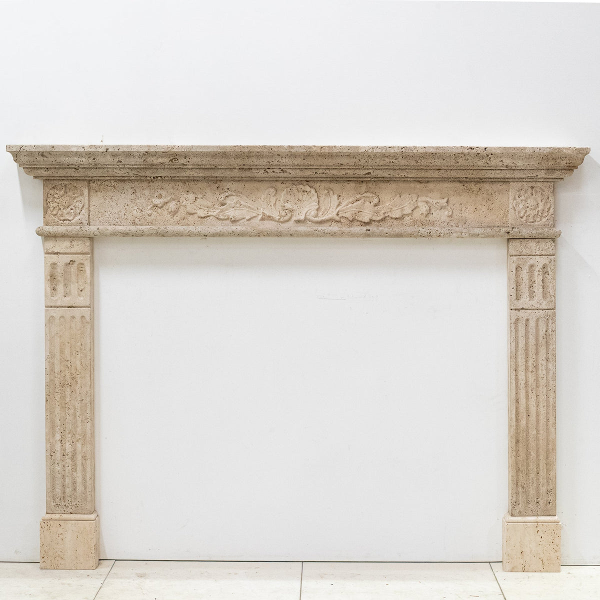 Reclaimed Large Rustic Travertine Fireplace Surround | The Architectural Forum