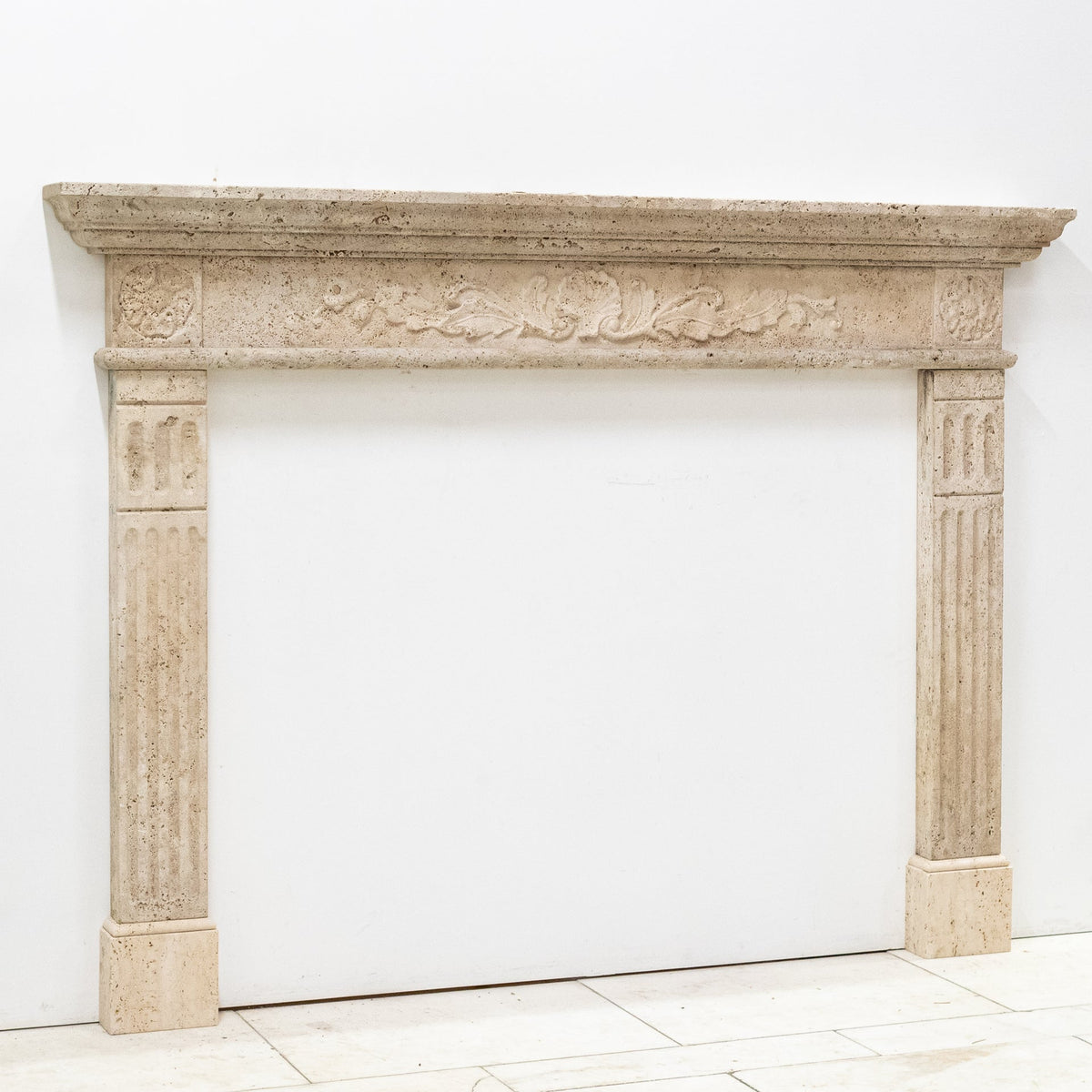 Reclaimed Large Rustic Travertine Fireplace Surround | The Architectural Forum