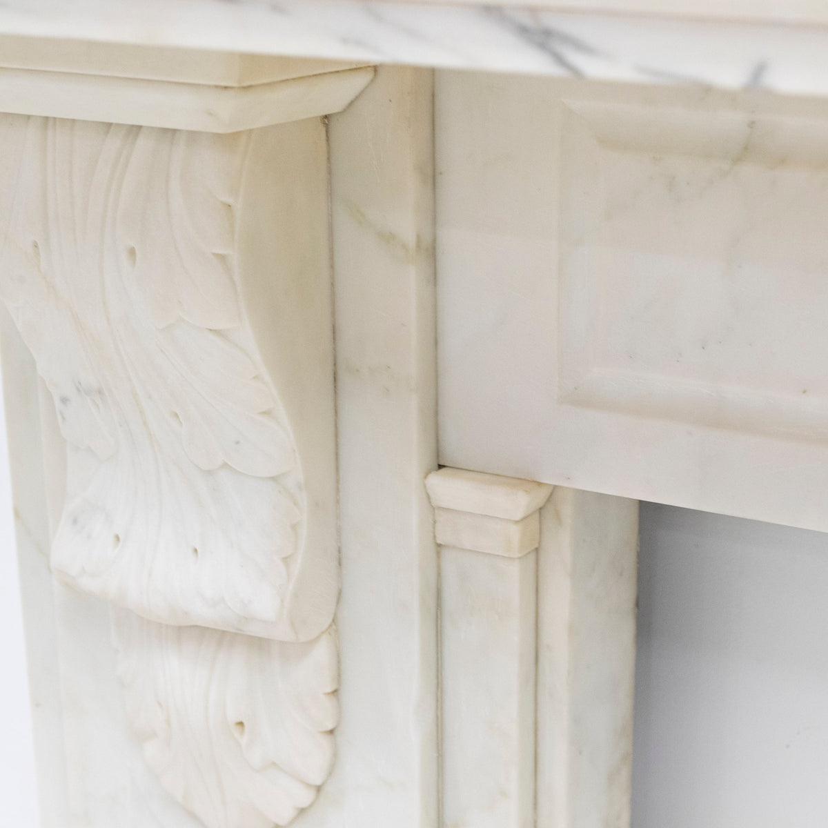 Antique Victorian Statuary Marble Carved Corbel Chimneypiece