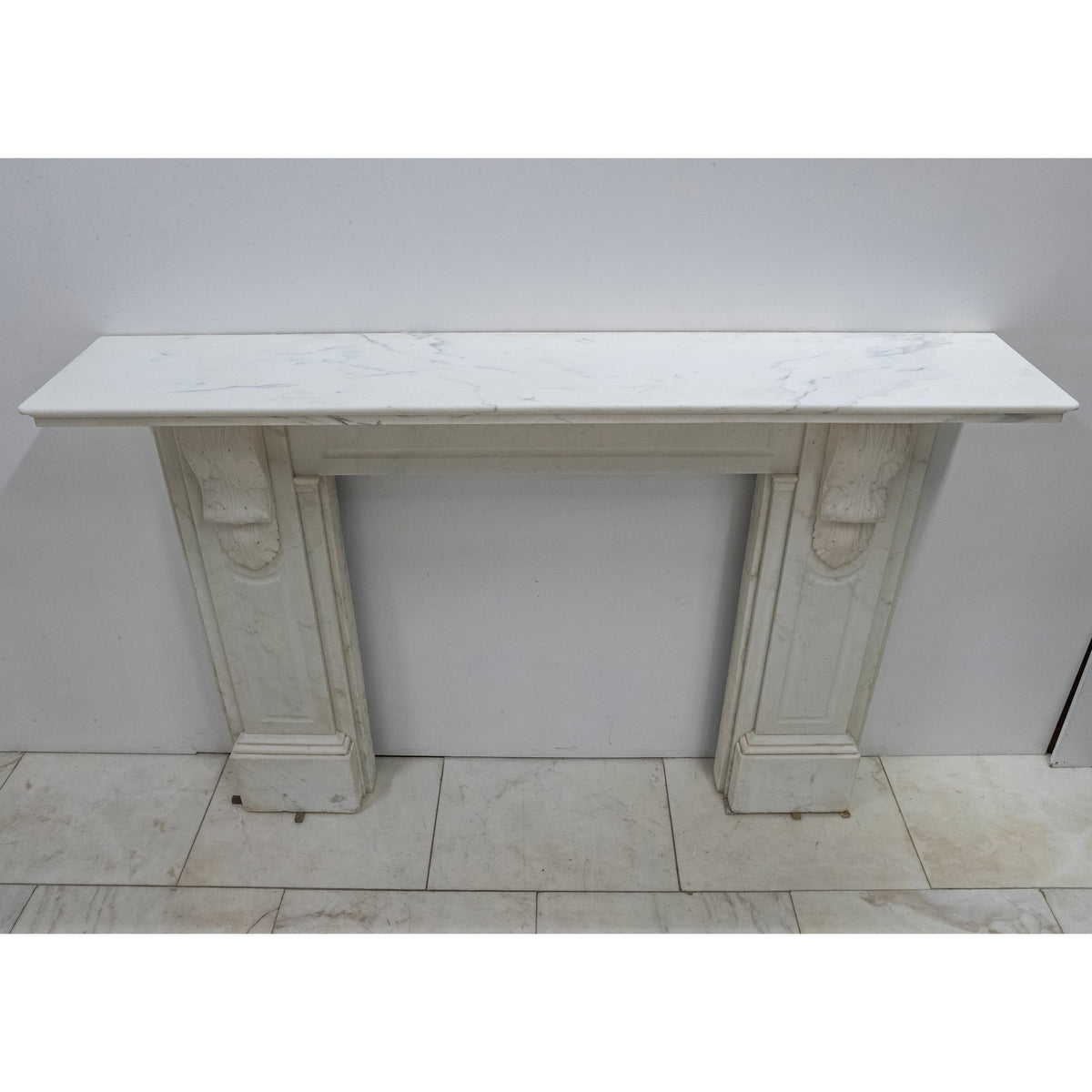 Antique Victorian Statuary Marble Carved Corbel Chimneypiece