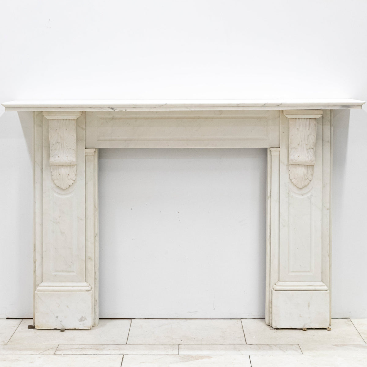 Antique Victorian Statuary Marble Carved Corbel Chimneypiece