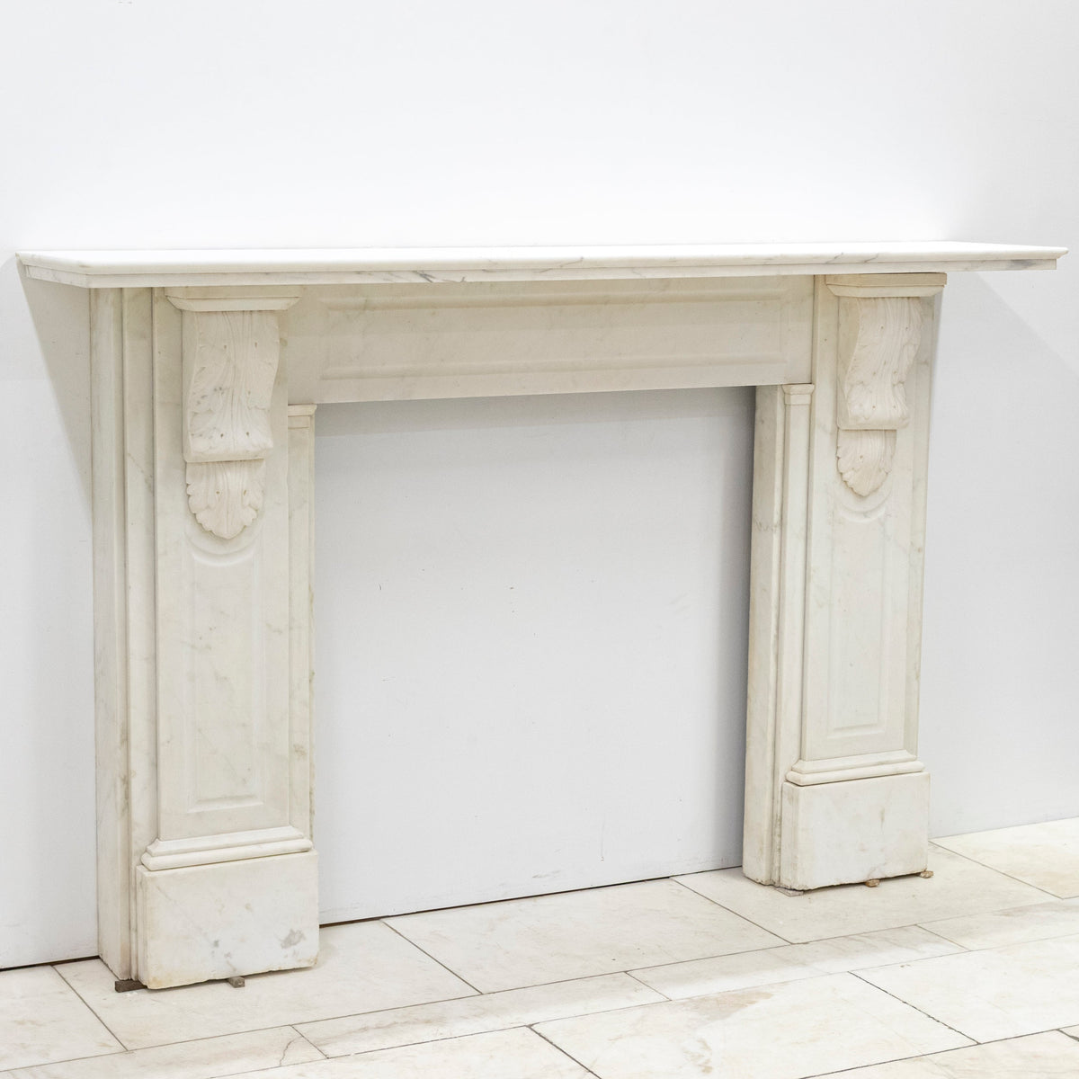 Antique Victorian Statuary Marble Carved Corbel Chimneypiece