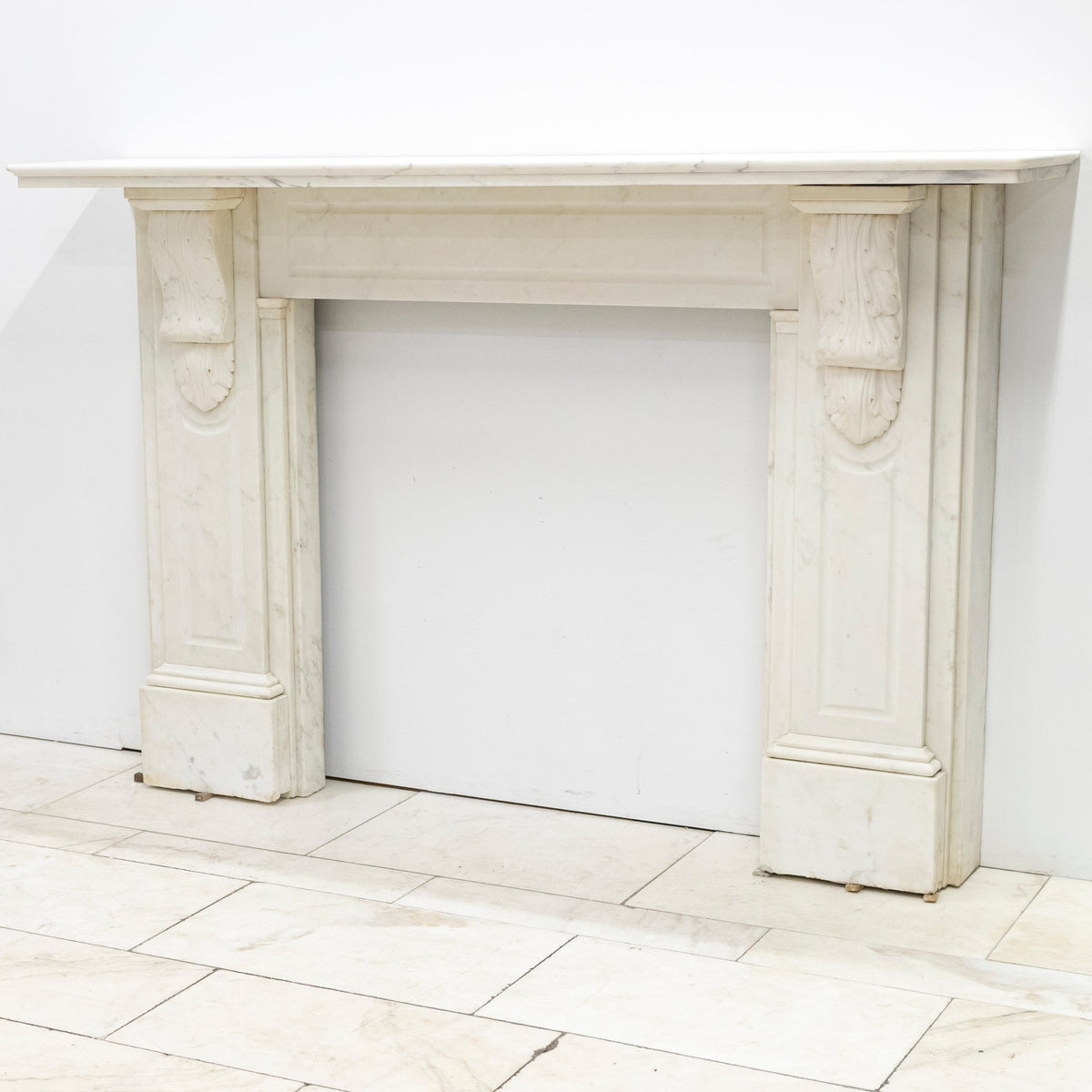 Antique Victorian Statuary Marble Carved Corbel Chimneypiece