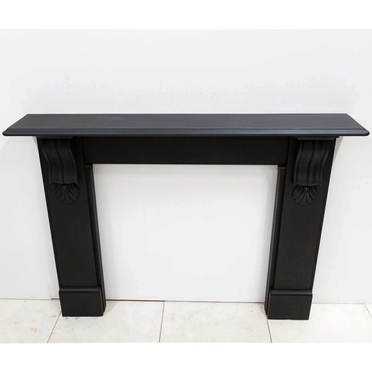 Antique Black Slate Victorian Fireplace Surround With Corbels