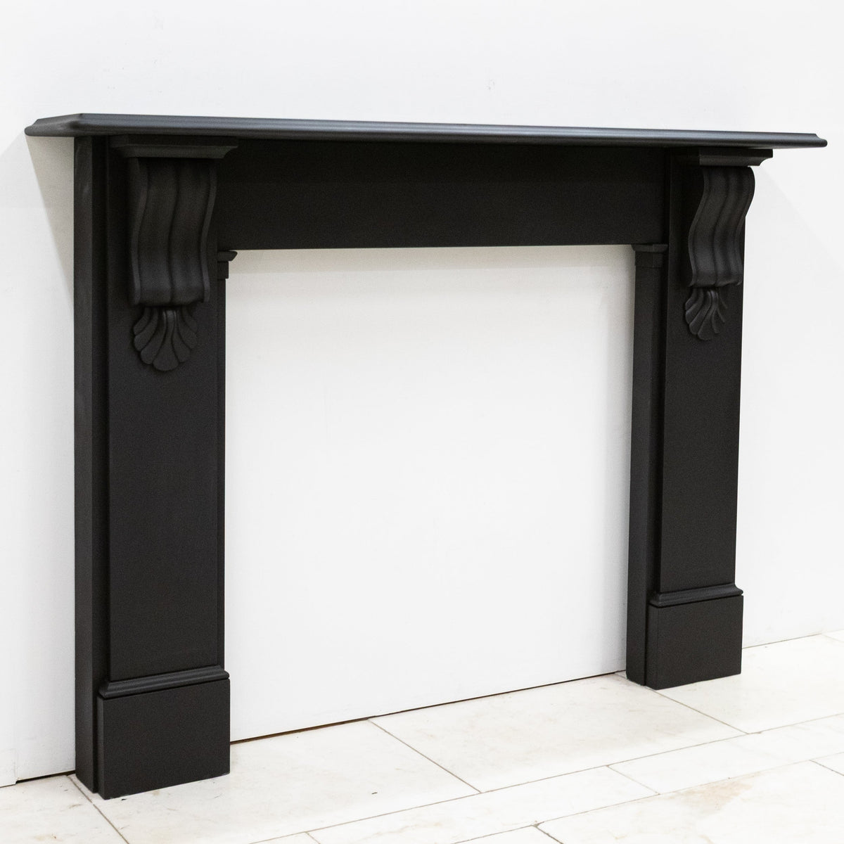 Antique Black Slate Victorian Fireplace Surround With Corbels