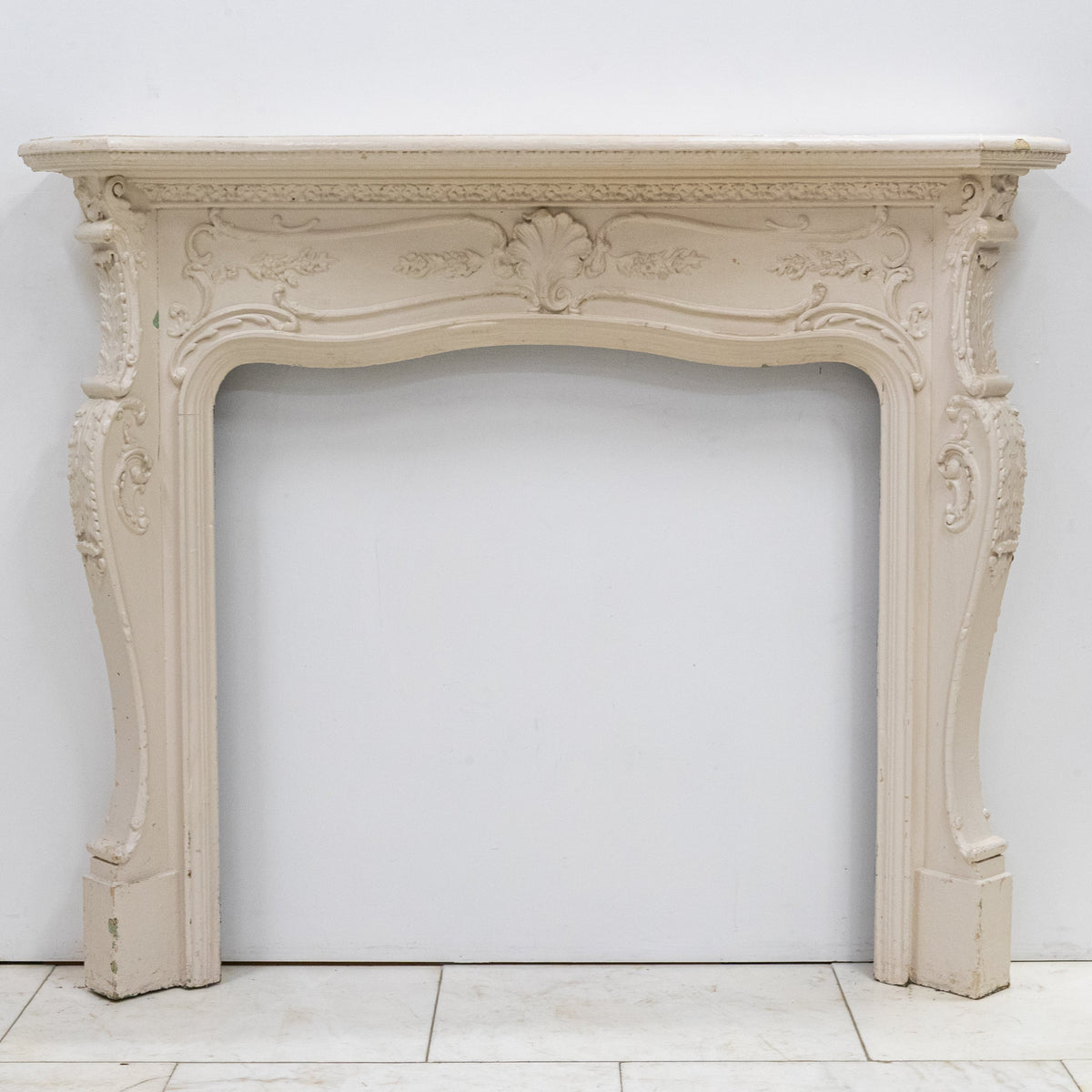 Antique Victorian French Style Wooden Fireplace Surround