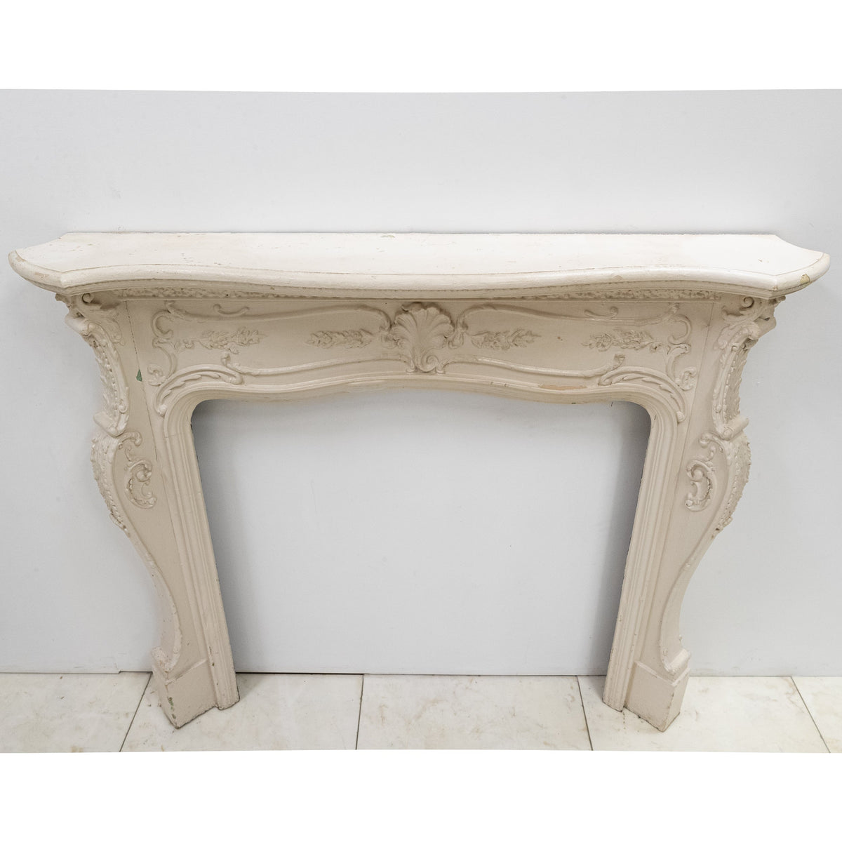 Antique Victorian French Style Wooden Fireplace Surround